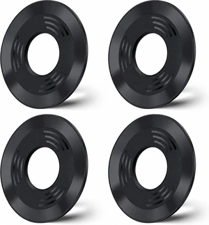 Adhesive Metal Ring for Phone Case Cover, Thin Sticker Compatible to Magsafe Metallic Plate for iPhone 14 13 12 Pro Max Mini Sticky Round Piece for Magnetic Grip Holder (4 Pack) (Black)