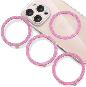 Universal Metal Rings for Magsafe, 4 Pack Glitter Pink | Sticker for All Phone Cases, Wireless Charging, Magnetic Car Mount/Phone Holder Conversion Kit Universal Metal Rings for Magsafe, 4 Pack Glitter Pink | Sticker for All Phone Cases, Wireless Charging, Magnetic Car Mount/Phone Holder Conversion Kit