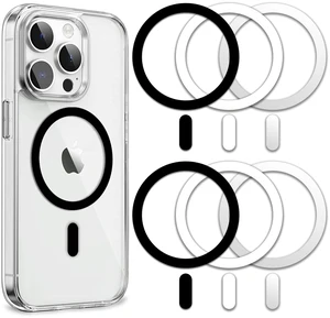 Metal Ring Compatible with MagSafe Sticker Designed for iPhone 12~18, Circle Magnetic Magnet Adapter Rings for Phone Case (Black White Silver)