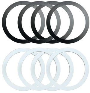 Universal Metal Rings for Mag Safe Charger/Wallet/Car Mount - Ultra-Thin Magnetic Sticker with 360° Rotation, Compatible for iPhone 12-16 Series & Galaxy S20-S24 8 Pack (4 Black & 4 White)