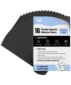Adhesive Magnetic Sheets, 4" x 6", 16 Pack, with Adhesive Backing, Flexible Picture Magnets, Cuttable Magnetic Sheets Adhesive Magnetic Sheets, 4" x 6", 16 Pack, with Adhesive Backing, Flexible Picture Magnets, Cuttable Magnetic Sheets