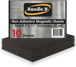 Magnetic Sheets for Crafts 8.5"x11". Pack of 10. Flexible Non Adhesive Magnetic Sheet for Metal Cutting Die Storage. Easy to Organize and Cut for Arts & Crafts or Scrapbooking. Thickness 30
