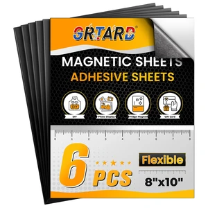 8" x 10" Magnetic Sheets with Adhesive Backing, 6 Pack Flexible Magnet Sheets with Adhesive for Stickers, Strong Cuttable Magnetic Sheet for Crafts, Photos, DIY 8" x 10" Magnetic Sheets with Adhesive Backing, 6 Pack Flexible Magnet Sheets with Adhesive for Stickers, Strong Cuttable Magnetic Sheet for Crafts, Photos, DIY