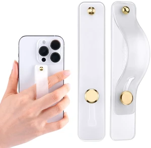 2-Pack White Silicone Phone Strap with Kickstand - Versatile Grip & Holder for Most Phones and Cases (Transparent * 2)