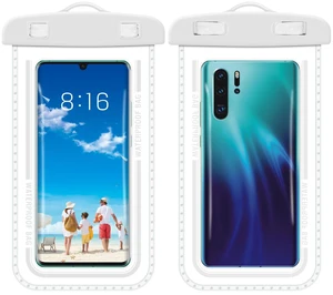 Waterproof Phone Pouch, 8.3" Waterproof Phone Case for iPhone 16 15 14 13 Pro Max, IPX8 Cellphone Dry Bag Beach Cruise Ship Essentials(White 2PCS)
