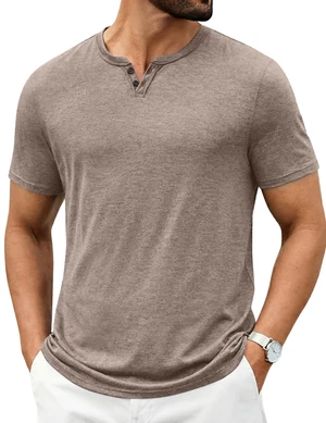 Men's Soft T Shirts Short Sleeve Burnout Notch Neck Tee Shirt Casual Stylish Summer Wear Khaki Men's Soft T Shirts Short Sleeve Burnout Notch Neck Tee Shirt Casual Stylish Summer Wear Khaki