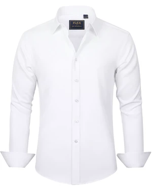 Men's Dress Shirts Solid Long Sleeve Stretch Wrinkle-Free Formal Shirt Business Casual Button Down Shirts White Large Men's Dress Shirts Solid Long Sleeve Stretch Wrinkle-Free Formal Shirt Business Casual Button Down Shirts White Large
