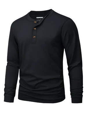 Mens Long Sleeve Henley Shirt Cotton T-Shirts Basic Tops Black L | Pure combed cotton, soft and comfortable, 3 button henley collar, tag-free, ribbed cuffs, great for casual everyday wear Mens Long Sleeve Henley Shirt Cotton T-Shirts Basic Tops Black L | Pure combed cotton, soft and comfortable, 3 button henley collar, tag-free, ribbed cuffs, great for casual everyday wear
