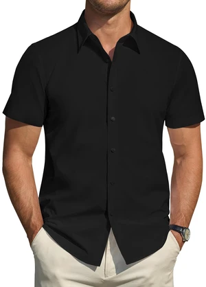 Men's Short Sleeve Dress Shirt Regular Fit Stretch Stain Defense Shirts Business Casual Button Down Shirt Black Medium Men's Short Sleeve Dress Shirt Regular Fit Stretch Stain Defense Shirts Business Casual Button Down Shirt Black Medium