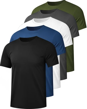 5 Pack Men's Workout Gym Shirts Dry Fit Short Sleeve T Shirts | Quick Dry Fabric, Breathable Mesh, Moisture Wicking, Athletic Regular Fit, 1 Black 1 Gray 1 White 1 Blue 1 Green Large 5 Pack Men's Workout Gym Shirts Dry Fit Short Sleeve T Shirts | Quick Dry Fabric, Breathable Mesh, Moisture Wicking, Athletic Regular Fit, 1 Black 1 Gray 1 White 1 Blue 1 Green Large