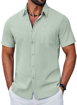 Mens Short Sleeve Button Down Shirts Casual Lightweight Shirt Summer Beach Linen Textured Shirt Mens Short Sleeve Button Down Shirts Casual Lightweight Shirt Summer Beach Linen Textured Shirt