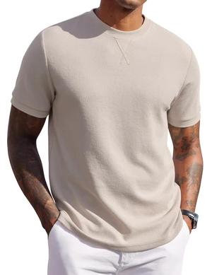 Men's Shirts Casual Waffle Short Sleeve Crewneck T Shirts Summer Plain Pullover Tees Moon Gray XL Men's Shirts Casual Waffle Short Sleeve Crewneck T Shirts Summer Plain Pullover Tees Moon Gray XL