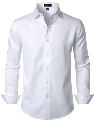 Mens Stretch Wrinkle Free Dress Shirts Solid White L | Formal, for Wedding, Prom, Long Sleeve, Button Down Mens Stretch Wrinkle Free Dress Shirts Solid White L | Formal, for Wedding, Prom, Long Sleeve, Button Down