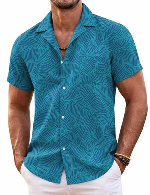 Mens Hawaiian Shirt Short Sleeve Floral Button Down Shirts Tropical Summer Beach Shirts Camp Collar Shirt,Lake Green-Leaf,Large Mens Hawaiian Shirt Short Sleeve Floral Button Down Shirts Tropical Summer Beach Shirts Camp Collar Shirt,Lake Green-Leaf,Large
