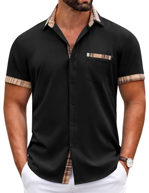 Men's Button Up Shirts Short Sleeve Business Casual Dress Shirts for Men Black Men's Button Up Shirts Short Sleeve Business Casual Dress Shirts for Men Black
