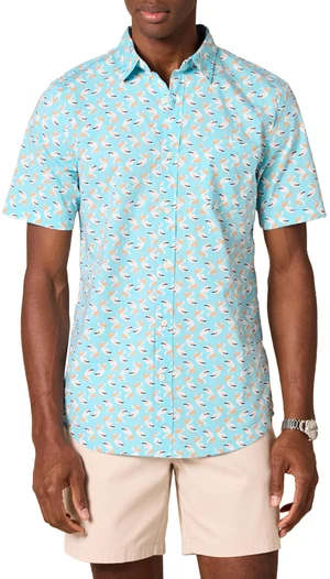 Men's Slim-Fit Short-Sleeve Poplin Shirt, Aqua Blue, Large Men's Slim-Fit Short-Sleeve Poplin Shirt, Aqua Blue, Large