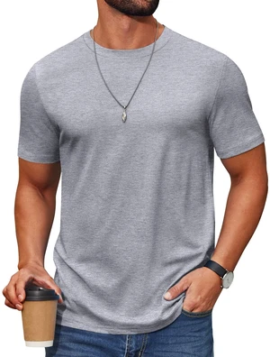 Men's Casual T Shirts Short Sleeve Crew Neck Tee for Work Weekend Daily Wear Light Grey Men's Casual T Shirts Short Sleeve Crew Neck Tee for Work Weekend Daily Wear Light Grey