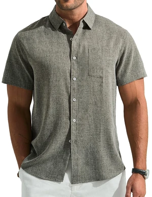 Men's Casual Linen Shirt Short Sleeve Button Down Summer Shirt | Linen Blend, Lightweight Breathable, Pocket, Collared, Casual Summer Beach Vacation, Cruise, Work Office, Wedding Party Men's Casual Linen Shirt Short Sleeve Button Down Summer Shirt | Linen Blend, Lightweight Breathable, Pocket, Collared, Casual Summer Beach Vacation, Cruise, Work Office, Wedding Party