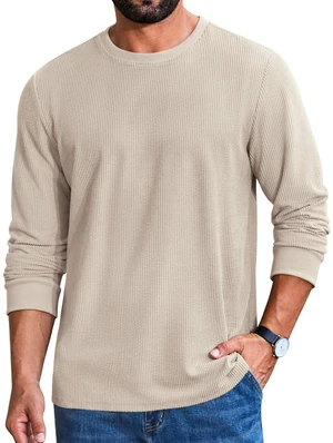 Men's Knit Long Sleeve Shirt Ribbed Crew Neck Casual Basic Tee Men's Knit Long Sleeve Shirt Ribbed Crew Neck Casual Basic Tee