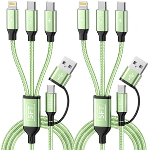 3 in 2 USB A/C Multi Charging Cable, Charging Cords for Multiple Devices | Dual Multi Charger Cord (2Pack 5FT) Universal Chargers with Lightning, 2 Type C USB Cable for iPhone17/16, iPad, Galaxy 3 in 2 USB A/C Multi Charging Cable, Charging Cords for Multiple Devices | Dual Multi Charger Cord (2Pack 5FT) Universal Chargers with Lightning, 2 Type C USB Cable for iPhone17/16, iPad, Galaxy