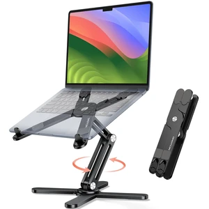 OMOTON LA10 360° Rotating Laptop Stand Riser Foldable for Desk, Black | Aluminium Aolly, Tool-free Adjustable Height Angles, Collaborative Work, Easy Storage, Fits 11"-17" MacBook Pro/Air, Dell, HP OMOTON LA10 360° Rotating Laptop Stand Riser Foldable for Desk, Black | Aluminium Aolly, Tool-free Adjustable Height Angles, Collaborative Work, Easy Storage, Fits 11"-17" MacBook Pro/Air, Dell, HP