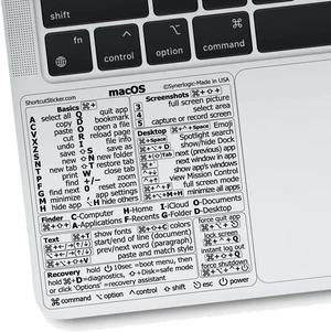 Mac OS Shortcuts Sticker for Air/Pro | Keyboard Stickers for macOS | Laminated Vinyl MacBook Cheatsheet | MacBook Shortcuts 2026 (Clear/Black) Mac OS Shortcuts Sticker for Air/Pro | Keyboard Stickers for macOS | Laminated Vinyl MacBook Cheatsheet | MacBook Shortcuts 2026 (Clear/Black)