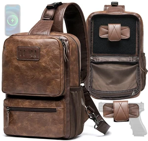 EDC Crossbody Bag for Men Leather Sling Bag, Tactical Chest Bag with USB Charging Port, 7L Small Casual Daypacks for Travel EDC Crossbody Bag for Men Leather Sling Bag, Tactical Chest Bag with USB Charging Port, 7L Small Casual Daypacks for Travel