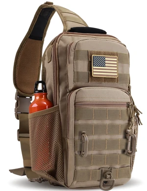 Rover Sling Pack Tactical Shoulder Sling Bag Backpack with Bottle Holder Crossbody Chest Bag, Coyote Rover Sling Pack Tactical Shoulder Sling Bag Backpack with Bottle Holder Crossbody Chest Bag, Coyote