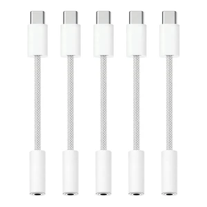 USB-C to 3.5mm Audio Headphone Adapter - HiFi Compatible with Apple iPhone 17 16 15 Galaxy S25 S24 S23 S22 S21 Plus Pro Max Ultra Pixel iPad - Type C to Aux Cord Jack Dongle Nylon-Braided (5 Pack) USB-C to 3.5mm Audio Headphone Adapter - HiFi Compatible with Apple iPhone 17 16 15 Galaxy S25 S24 S23 S22 S21 Plus Pro Max Ultra Pixel iPad - Type C to Aux Cord Jack Dongle Nylon-Braided (5 Pack)