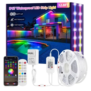 32.8ft RGB+IC Outdoor LED Strip Lights Waterproof for Patio | DIY Custom Colors, Cuttable, Smart Bluetooth App & Remote Control, 200+ Scene Modes, Music Sync, Timer, Easy Installation 32.8ft RGB+IC Outdoor LED Strip Lights Waterproof for Patio | DIY Custom Colors, Cuttable, Smart Bluetooth App & Remote Control, 200+ Scene Modes, Music Sync, Timer, Easy Installation