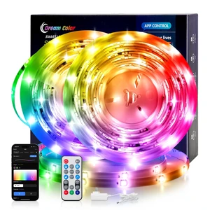 Pak LED Lights for Bedroom, 32.8ft(2 Rolls of 16.4ft) Smart RGB+IC LED Strip Lights with App/Remote Control, Music Sync Color Changing Flexible LED Lights with 64 Scene Modes for Party, Home, Gaming Pak LED Lights for Bedroom, 32.8ft(2 Rolls of 16.4ft) Smart RGB+IC LED Strip Lights with App/Remote Control, Music Sync Color Changing Flexible LED Lights with 64 Scene Modes for Party, Home, Gaming