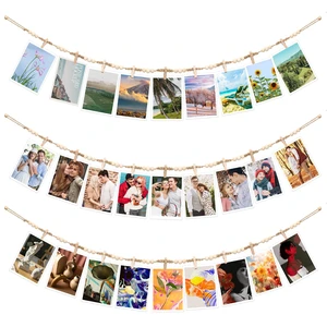 Boho Hanging Photo Display, 3 Pack Wooden Bead Garland with Clips | 30 Clips and 24 Pegs for Photos, Cards and Artwork, Bedroom Or Living Room Decor Boho Hanging Photo Display, 3 Pack Wooden Bead Garland with Clips | 30 Clips and 24 Pegs for Photos, Cards and Artwork, Bedroom Or Living Room Decor