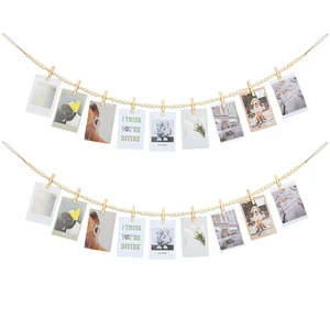 Hanging Photo Display, 2PCS Boho Wood Bead Garland Wall Decor | Photo Banner with 9 Wooden Clips for Bedroom, Living Room, Office, Dorm Decor, Pictures Postcards Holder Teen Girl Gifts Hanging Photo Display, 2PCS Boho Wood Bead Garland Wall Decor | Photo Banner with 9 Wooden Clips for Bedroom, Living Room, Office, Dorm Decor, Pictures Postcards Holder Teen Girl Gifts