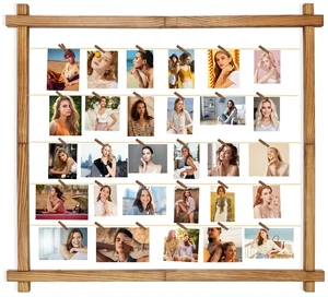 Photo Display Board,Collage Picture Frame With Clips,Graduation Decor | Wall Hanging Multiple Pictures Holder for Birthday Wedding Party Christmas,Bead String,Pine Wood,Upgraded,Carbonized Brown Photo Display Board,Collage Picture Frame With Clips,Graduation Decor | Wall Hanging Multiple Pictures Holder for Birthday Wedding Party Christmas,Bead String,Pine Wood,Upgraded,Carbonized Brown