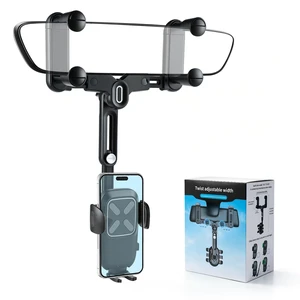 Car Phone Holder, Anti-Shake Rear View Mirror Phone Holder for Car, 360° Rotating and Retractable Rearview Mobile Holder for Car, Fit for Almost Smartphones & Bigger Vehicle Car Phone Holder, Anti-Shake Rear View Mirror Phone Holder for Car, 360° Rotating and Retractable Rearview Mobile Holder for Car, Fit for Almost Smartphones & Bigger Vehicle