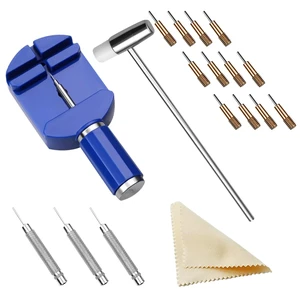 Watch Link Removal Kit Watch Adjustment Tool Kit | with 12pcs Replacement Pins and 3pcs Pin Punches 1pcs Head Hammer for Watch Band Strap Adjustment and Bracelet Sizing Watch Link Removal Kit Watch Adjustment Tool Kit | with 12pcs Replacement Pins and 3pcs Pin Punches 1pcs Head Hammer for Watch Band Strap Adjustment and Bracelet Sizing