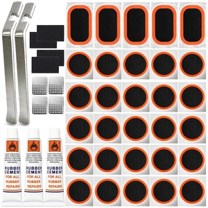 Bike Tire Repair Kit 43 PCS, Bike Inner Tire Tube Patch Kits, with 30 PCS Vulcanizing Patches, 3 Tire Repair Glue, Portable Storage Box, 2 Premium Metal Levers, 4 Metal Rasp, Parches Para Bicicleta Bike Tire Repair Kit 43 PCS, Bike Inner Tire Tube Patch Kits, with 30 PCS Vulcanizing Patches, 3 Tire Repair Glue, Portable Storage Box, 2 Premium Metal Levers, 4 Metal Rasp, Parches Para Bicicleta