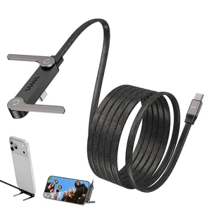 Invisible Stand Type-C Charger, 240W PD Fast Charging Cable for Desk, Flat Phone Charger 90 Degree Right Angle Plug T Shaped Foldable Stand Multi Functional Cord Black 4.9 Invisible Stand Type-C Charger, 240W PD Fast Charging Cable for Desk, Flat Phone Charger 90 Degree Right Angle Plug T Shaped Foldable Stand Multi Functional Cord Black 4.9