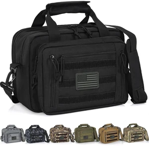 Gun Range Bags For 2 Pistols 6 Magazines, Pistol Case Carrying Shooting Bag with Lockable Zipper for Shooting Range Outdoor Hunting, Black Gun Range Bags For 2 Pistols 6 Magazines, Pistol Case Carrying Shooting Bag with Lockable Zipper for Shooting Range Outdoor Hunting, Black