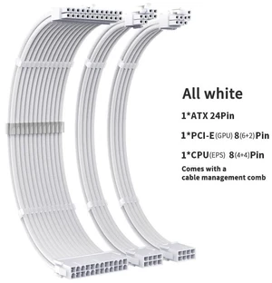 TEUCER MZ-3 PC Power Supply Extension Cable Set, 300mm Nylon Braided 18AWG Tinned Copper Cables for Gaming Computer TEUCER MZ-3 PC Power Supply Extension Cable Set, 300mm Nylon Braided 18AWG Tinned Copper Cables for Gaming Computer