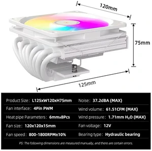 TEUCER TE-75 Low Profile CPU Cooler 75mm Height, 8×6mm Heat Pipes, 120mm ARGB PWM Fan, ITX Small Form Factor CPU Air Cooler for Intel LGA1700 AMD AM5 TEUCER TE-75 Low Profile CPU Cooler 75mm Height, 8×6mm Heat Pipes, 120mm ARGB PWM Fan, ITX Small Form Factor CPU Air Cooler for Intel LGA1700 AMD AM5