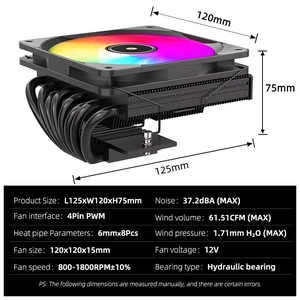 TEUCER TE-75 Low Profile CPU Cooler 75mm Height, 8×6mm Heat Pipes, 120mm ARGB PWM Fan, ITX Small Form Factor CPU Air Cooler for Intel LGA1700 AMD AM5 TEUCER TE-75 Low Profile CPU Cooler 75mm Height, 8×6mm Heat Pipes, 120mm ARGB PWM Fan, ITX Small Form Factor CPU Air Cooler for Intel LGA1700 AMD AM5