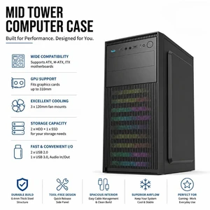 T-4 Business PC Case, Quick Push-to-Release Side Panel, Multi 120mm Fan Cooling, USB3.0+USB2.0 Ports, Desktop Computer Chassis for Office & Home Use T-4 Business PC Case, Quick Push-to-Release Side Panel, Multi 120mm Fan Cooling, USB3.0+USB2.0 Ports, Desktop Computer Chassis for Office & Home Use