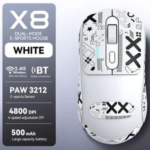 IXBEET Dual-Mode Wireless Mouse, 2.4G & Bluetooth 5.0, PAW3212 Sensor, 4800 DPI, Type-C Rechargeable, Silent Click, 4D Anti-Slip Wheel, for Office & Business (Black) WHITE IXBEET Dual-Mode Wireless Mouse, 2.4G & Bluetooth 5.0, PAW3212 Sensor, 4800 DPI, Type-C Rechargeable, Silent Click, 4D Anti-Slip Wheel, for Office & Business (Black) WHITE