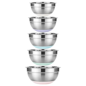 5PCS Stainless Steel Mixing Bowls Set With Non-Slip Silicone Base | 1.5/2/2.5/3.4/5.3Qt, Nesting Space Saving, Dishwasher Safe, Metal Prep Bowl For Mixing Baking, Serving, Kitchen Food Storage 5PCS Stainless Steel Mixing Bowls Set With Non-Slip Silicone Base | 1.5/2/2.5/3.4/5.3Qt, Nesting Space Saving, Dishwasher Safe, Metal Prep Bowl For Mixing Baking, Serving, Kitchen Food Storage