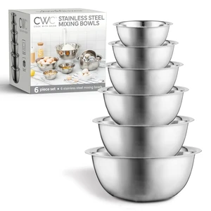 Stainless Steel Mixing Bowls Set - Nesting Bowls, 6 Pieces, Silver Stainless Steel Mixing Bowls Set - Nesting Bowls, 6 Pieces, Silver