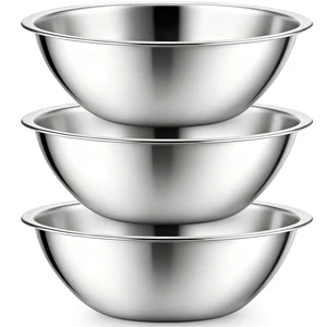 3 Pack Stainless Steel Mixing Bowls, 6 Quart Flat Base Stainless Steel Serving Bowls, 12.6 Inch Mirror Polish Large Metal Bowl Set for Kitchen Cooking, Baking, Prepping 3 Pack Stainless Steel Mixing Bowls, 6 Quart Flat Base Stainless Steel Serving Bowls, 12.6 Inch Mirror Polish Large Metal Bowl Set for Kitchen Cooking, Baking, Prepping