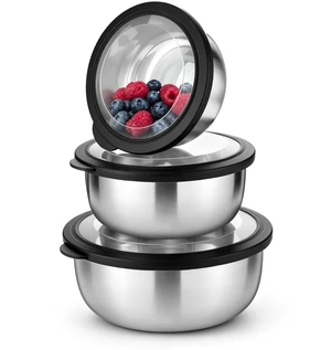 Mixing Bowls with Lids Set of 3, Black Stainless Steel Salad Bowl | Nesting Bowls For Baking Cooking Serving Prepping, Wide Bowl & Airtight Lid, Size 1.75, 3.2, 5.5 Qt, Oven & Dishwasher Safe Mixing Bowls with Lids Set of 3, Black Stainless Steel Salad Bowl | Nesting Bowls For Baking Cooking Serving Prepping, Wide Bowl & Airtight Lid, Size 1.75, 3.2, 5.5 Qt, Oven & Dishwasher Safe