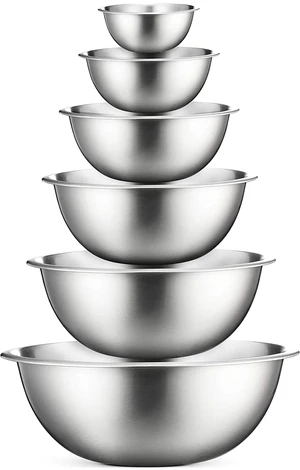 Stainless Steel Mixing Bowls Set, 6-Piece Metal Bowls | Stainless steel bowls, nesting design saves space, dishwasher safe, prep bowls, baking bowls, cooking bowls Stainless Steel Mixing Bowls Set, 6-Piece Metal Bowls | Stainless steel bowls, nesting design saves space, dishwasher safe, prep bowls, baking bowls, cooking bowls