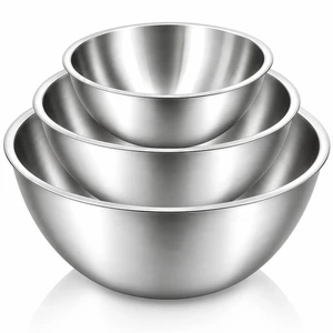 Stainless Steel Mixing Bowls Set of 3, 1.5/2.5/4 Qt, Nesting Bowls | 3 Nesting Stainless Steel Bowls with Measurement Marks, Dishwasher Safe Stainless Steel Mixing Bowls Set of 3, 1.5/2.5/4 Qt, Nesting Bowls | 3 Nesting Stainless Steel Bowls with Measurement Marks, Dishwasher Safe